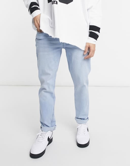 Bershka slim fit jeans in best sale light blue