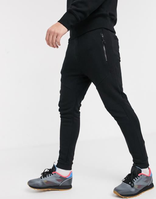 Bershka slim fit jogger with ribbed detail in black | ASOS