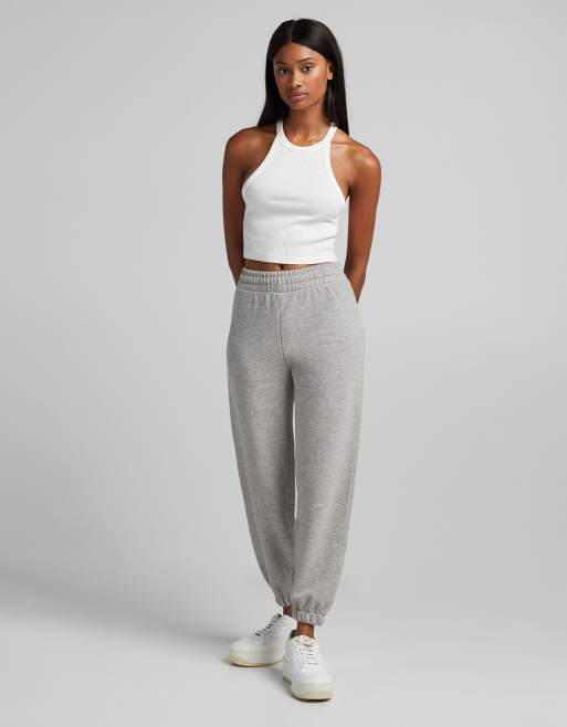 Bershka slim fit joggers in gray