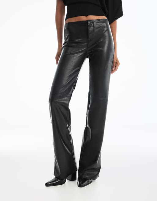 Bershka Slim fit leather effect trousers in black, 4 of 5