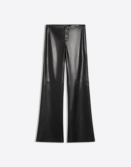 Bershka Slim fit leather effect trousers in black, 5 of 5
