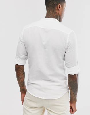 mens slim fit grandad collar shirt