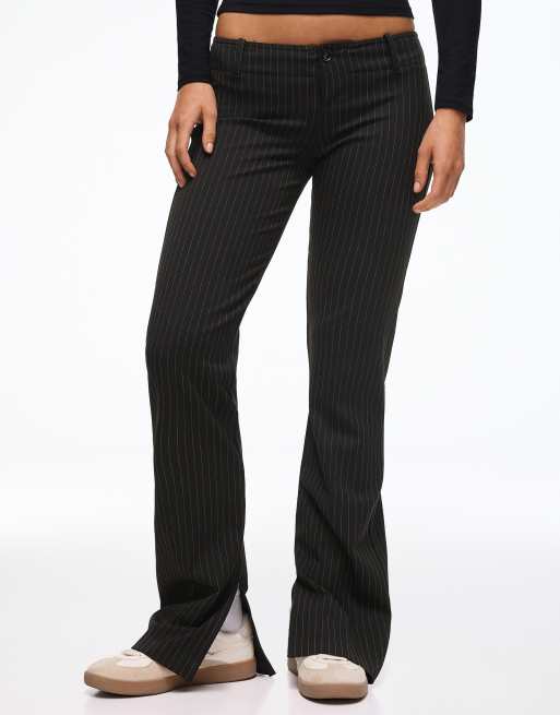 Bershka Slim fit low-rise trousers in black&white, 4 of 5