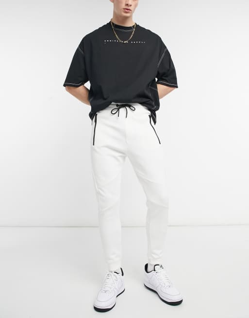 White joggers slim online fit