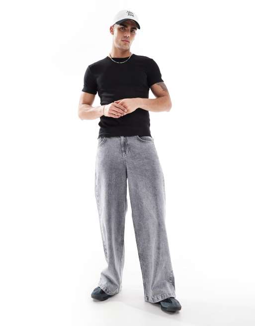 Bershka slim fit ribbed T-shirt in black | ASOS