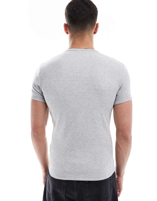 【BERSHKA】Contrasting Ribbed Trims T-Shirts ベルシュカ Short sleeve T-shirt with contrasting ribbed trims - T