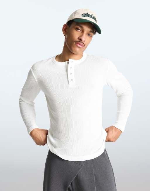 PARKLEES Herren Henley-Shirt Casual Muscle Slim Fit Workout Athletic Langarm T-Shirts, armee-grün, S