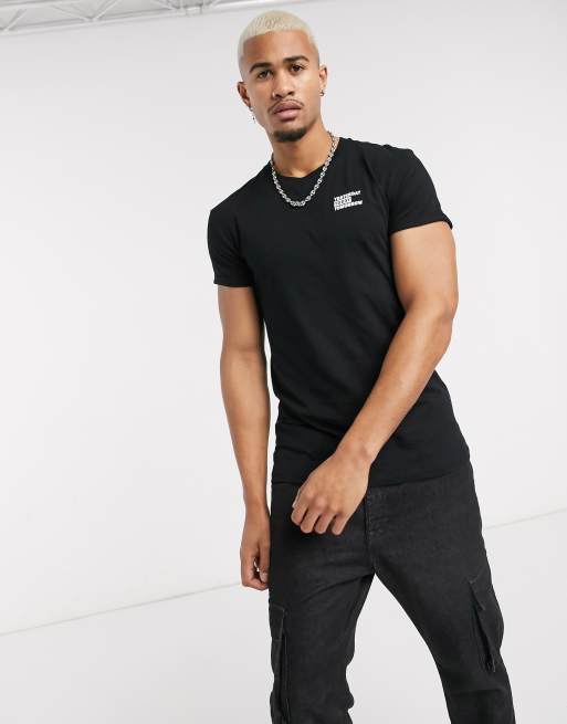 bershka no item slogan oversized jogger in washed black