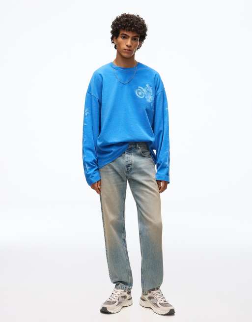 Bershka slim jeans in blauw, 2 van 6