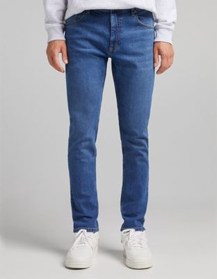 Bershka slim jeans in mid blue