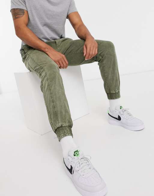 Bershka slim joggers in khaki ASOS