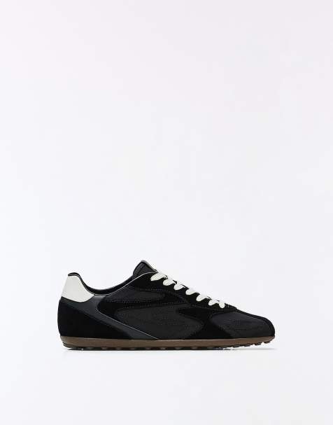 Bershka Slim retro trainers in black - view 1
