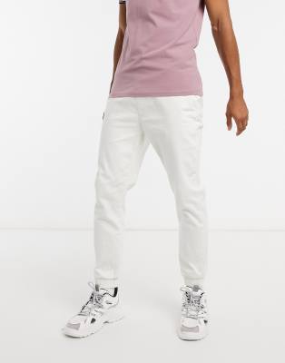 Bershka Slim Sweatpants In Ecru-neutral
