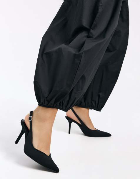 Bershka - Slingback schoenen met hoge hak in zwart - view 1