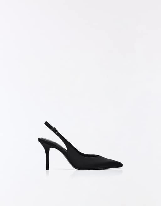 Bershka - Slingback schoenen met hoge hak in zwart, 2 van 4