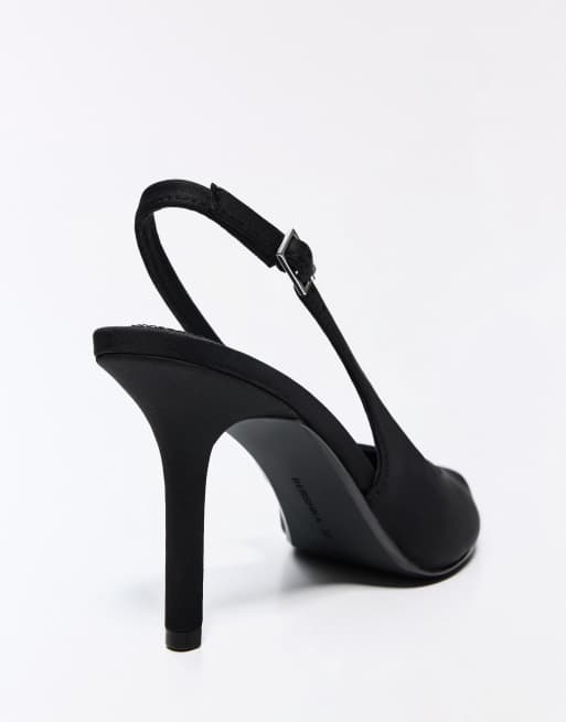 Bershka - Slingback schoenen met hoge hak in zwart, 3 van 4