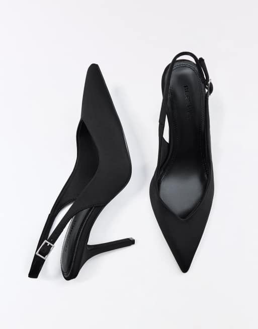Bershka - Slingback schoenen met hoge hak in zwart, 4 van 4
