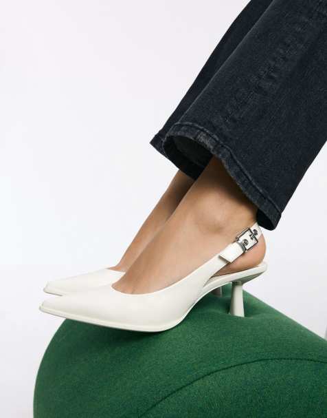 Bershka – Slingback-Schuhe in Beige mit Kitten-Absatz - view 1