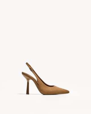Bershka - Slingback-Schuhe in Hellbraun mit Absatz
