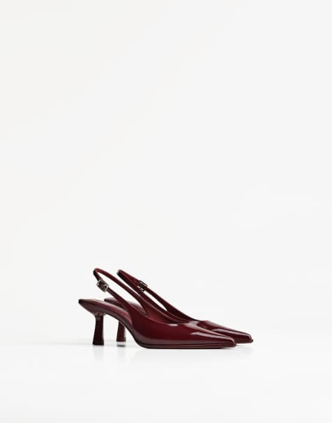 Bershka – Slingback-Schuhe mit Kitten-Heel in Burgunderrot - view 1