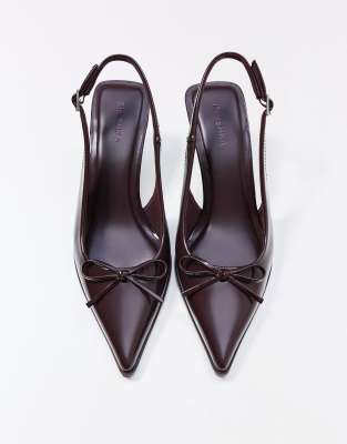 Bershka - Slingback-Schuhe mit Kitten-Heel in Burgunderrot