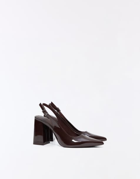Bershka slingback-sko med blokhæl i brun - view 1