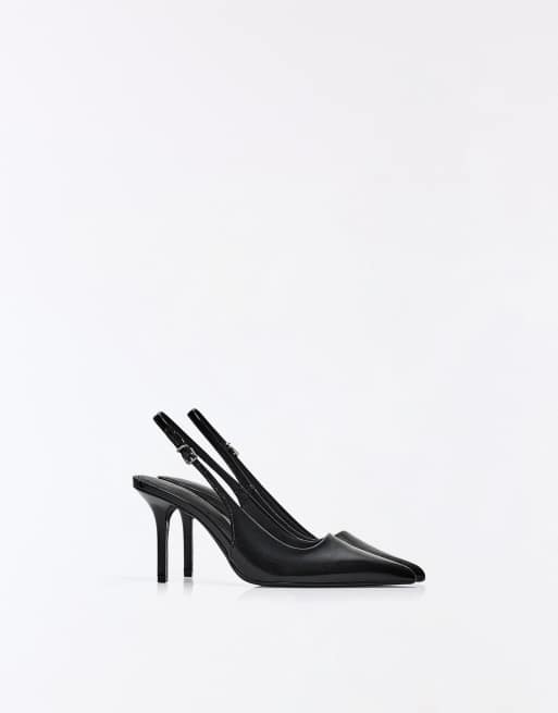 Bershka slingback-skor med hög klack i svart, 7 av 7