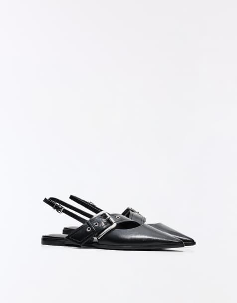 Bershka slingback-skor med spänne i svart - view 1