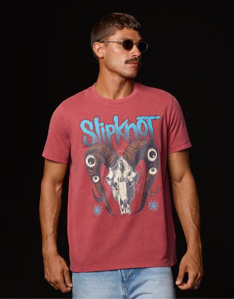 Bershka - Slipknot - T-shirt coupe classique - Rouge - view 1