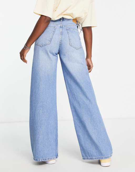 Bershka slouchy dad jeans in light blue