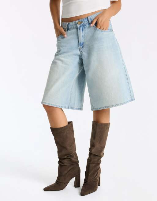 Bershka Slouchy heel boots in tan, 2 of 7