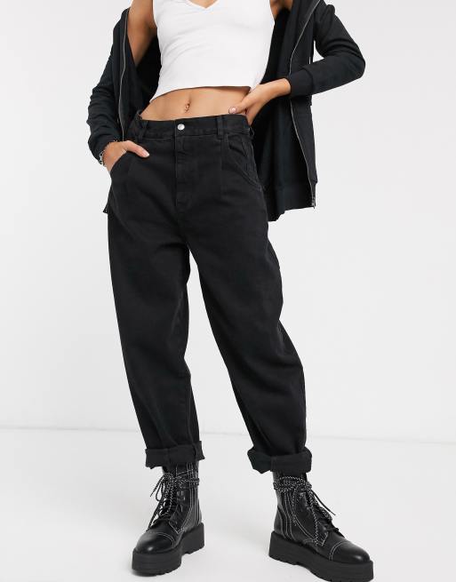 Bershka slouchy jeans in black