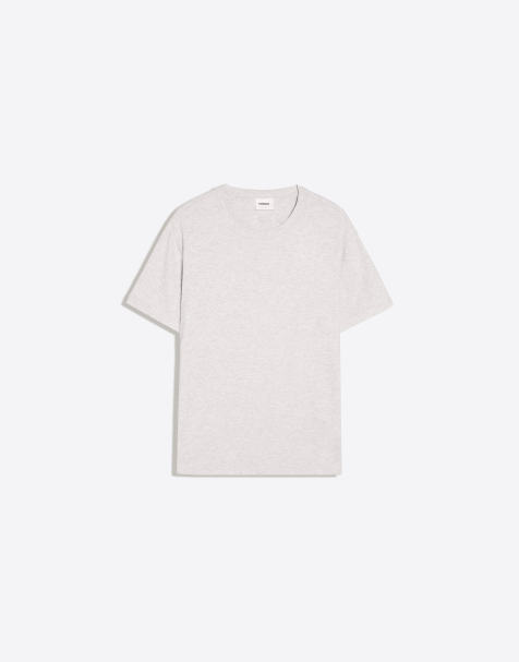 Bershka smal ribbad t-shirt i ljusgrått - view 1