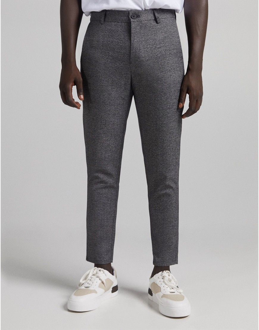 smart skinny pants in gray texture-Grey