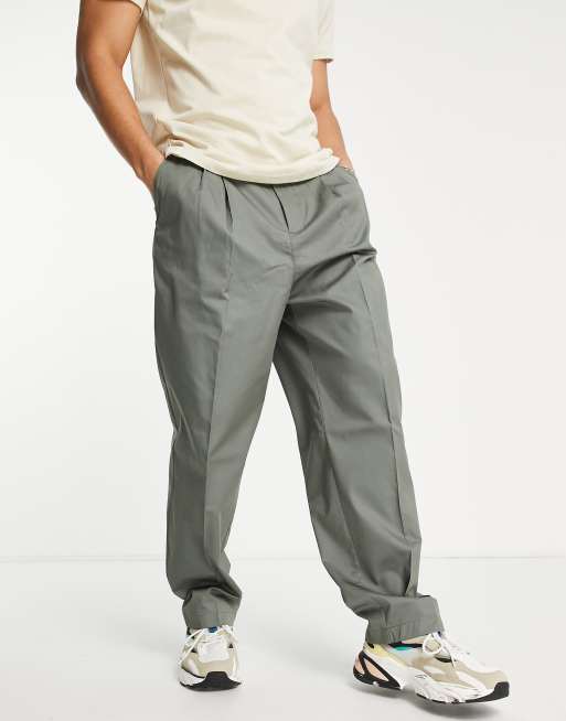 Bershka smart tailored pants in khaki