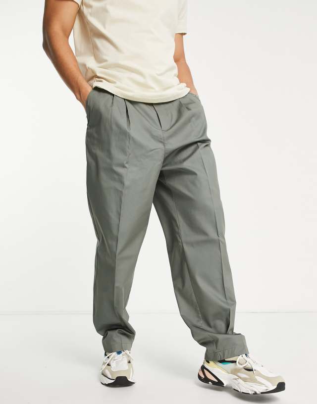 Bershka - smart tailored trousers in khaki