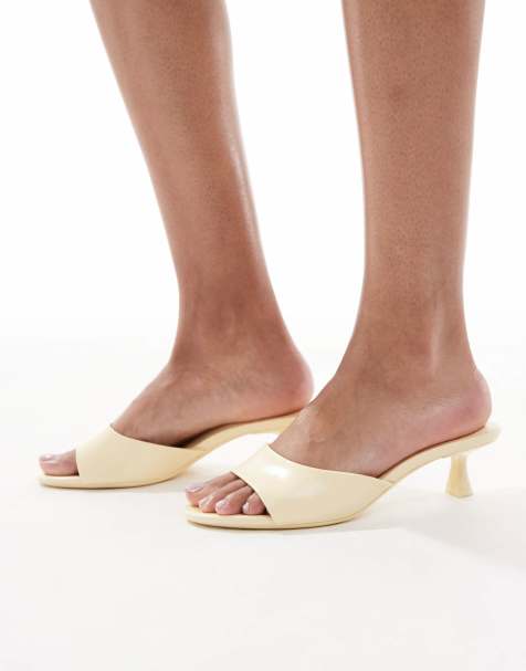 Bershka - Smørgule højhælede mules - view 1