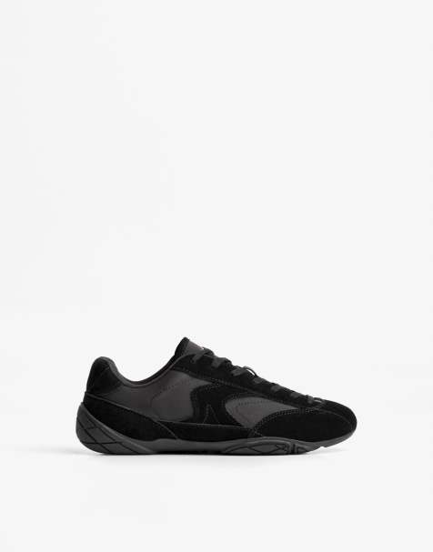 Bershka – Sneaker in Schwarz mit dünner Profilsohle - view 1