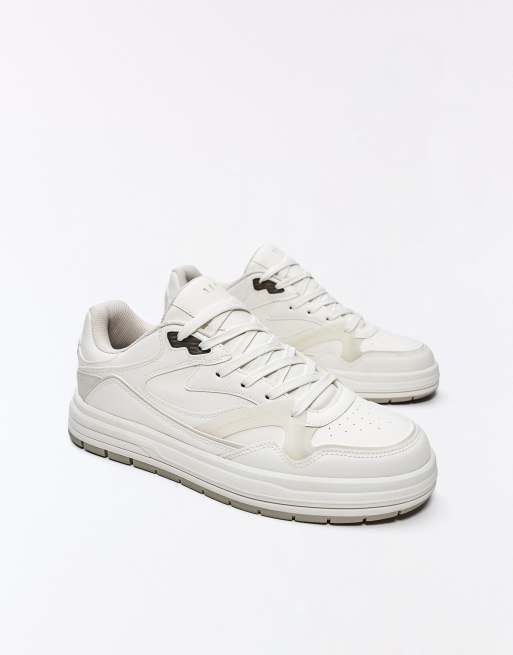 Bershka - Sneakers bianche con suola spessa, 6 di 6