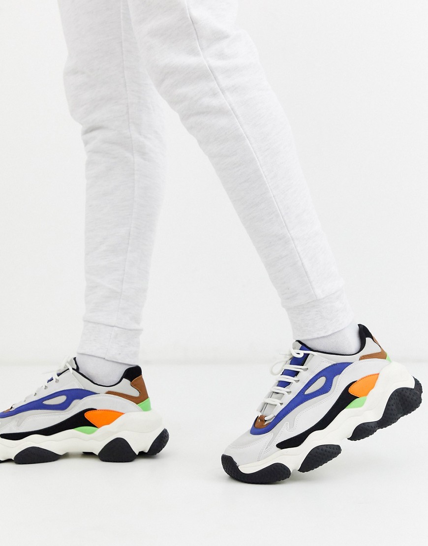 Bershka - Sneakers chunky con pannelli a contrasto-Multicolore