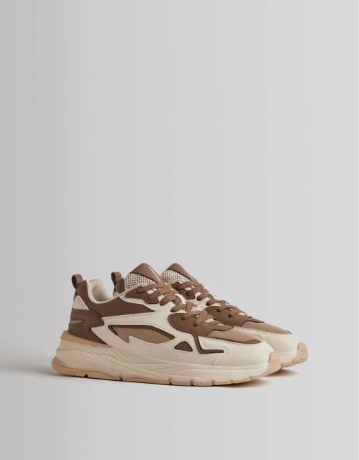 Bershka - Sneakers color crema e marrone