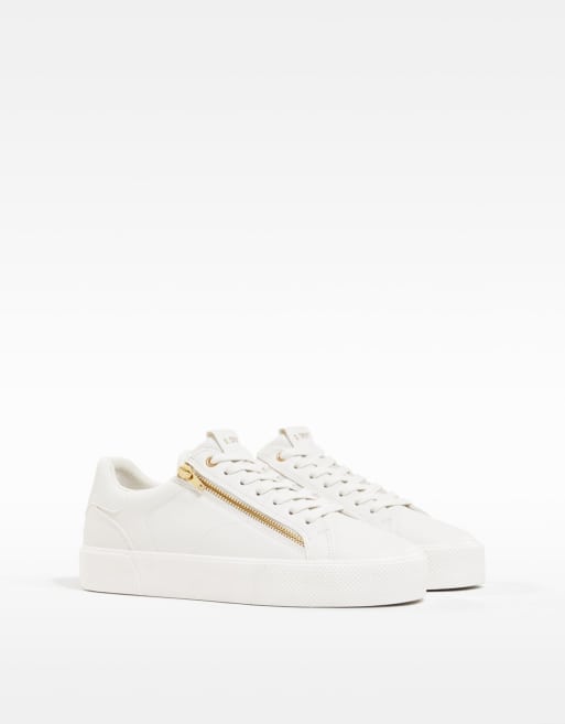 Bershka - Sneakers con cerniera lampo, colore bianco