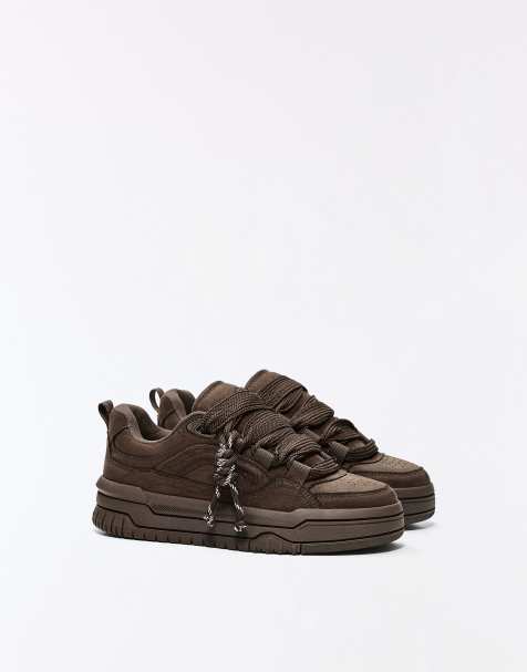 Bershka - Sneakers da skate con suola spessa marroni - view 1
