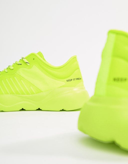 Bershka Sneakers In Neon Yellow