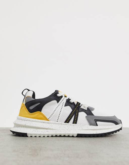 Bershka Sneakers In White With Black And Orange Detailing Iebem Morelos