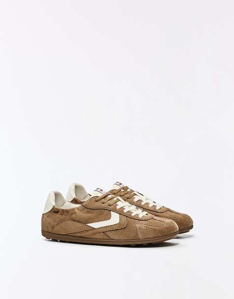 Bershka - Sneakers rétro con suola piatta color cuoio - view 1