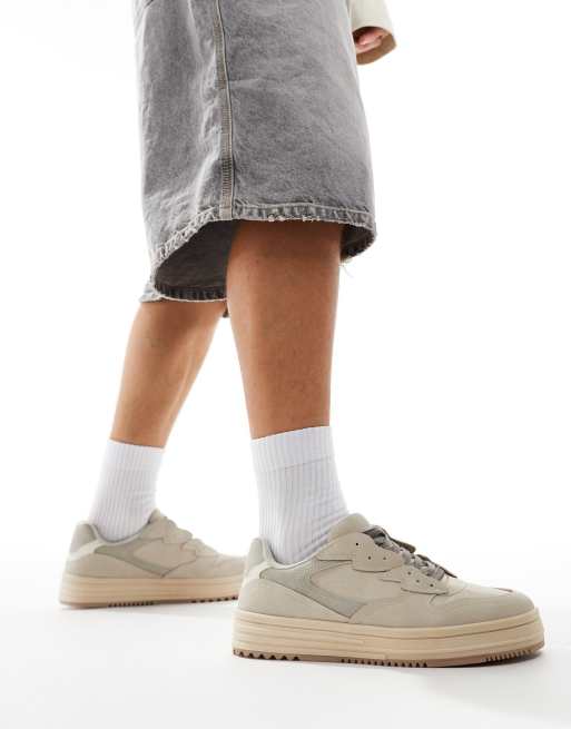 Bershka - Sneakers stringate beige 