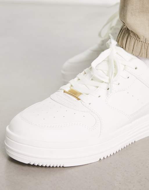 Bershka Sneakers stringate bianche con suola spessa ASOS