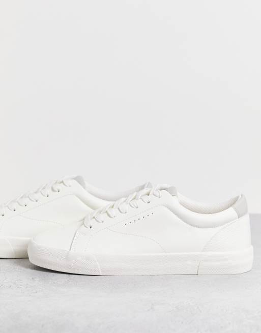 Bershka sneakers with contrast back tab in white | ASOS