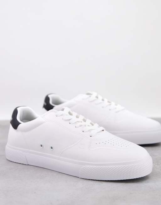 Bershka sneakers with contrast heel tab in white ASOS